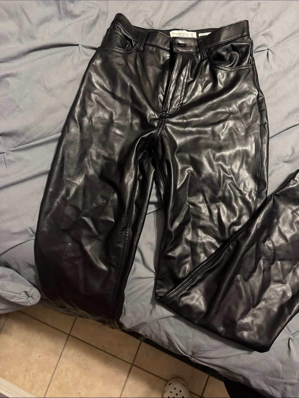 Abercrombie & Fitch Black Faux Leather Boot Cut Pants